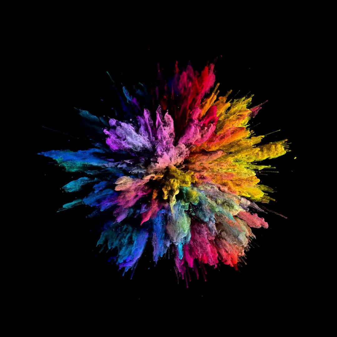 Creatività in 3D – L’Arte della Grafica Colorata | CH Media Esplosione colorata di polvere su sfondo nero che simula un effetto 3D.